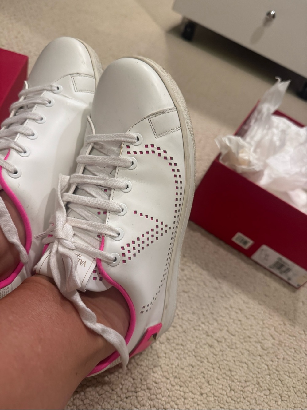 Authentic Valentino White & Hot Pink Women's Sneakers